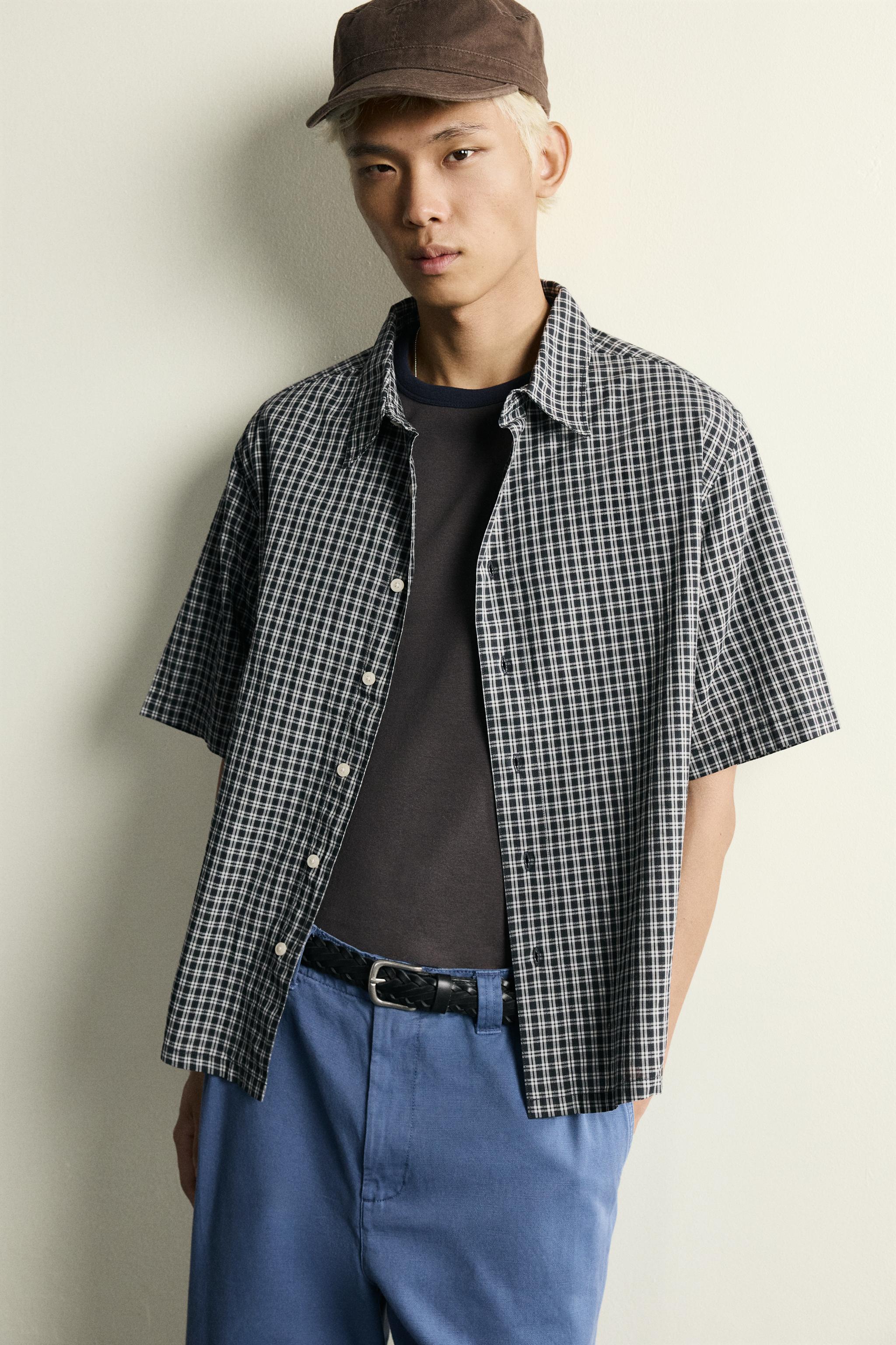 CHEMISE COUPE DÉCONTRACTÉE EN JACQUARD À CARREAUX