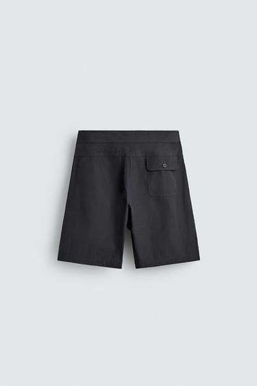 LONG DRAWSTRING SWIM SHORTS - Dark navy by Zara - Image 6