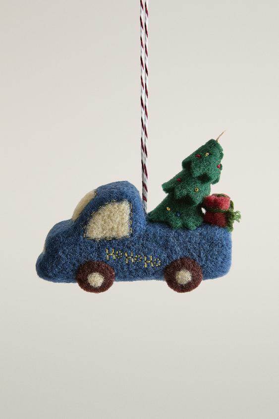 Zara FELT CAR CHRISTMAS TREE ORNAMENT - Blue - Image 0