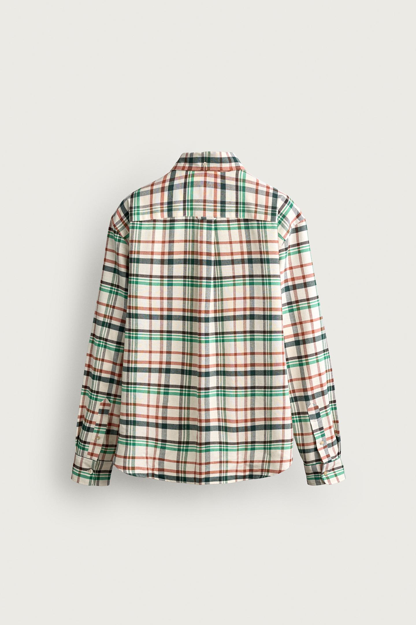 Мужская рубашка Zara Relaxed Fit Plaid, цвет: Белый — фото 7