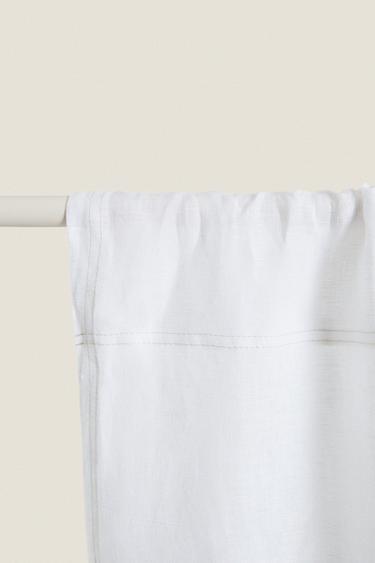 DOUBLE WIDTH LINEN CURTAIN WITH MEDIUM OPACITY - White by Zara