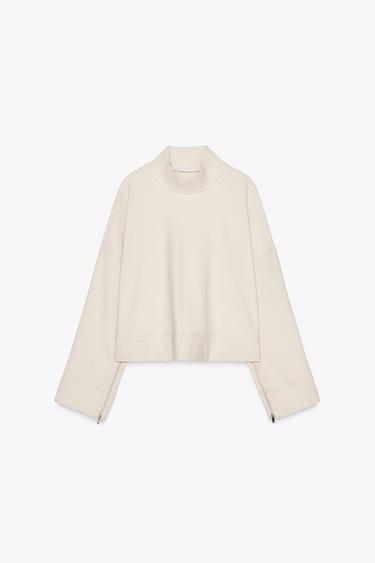 ZIP-UP VOLUMINOUS TOP - Ecru by Zara - Image 4