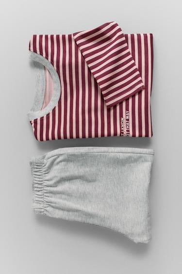 6-14 AÑOS/ PIJAMA ESTAMPADO RAYAS - Rosa de Zara