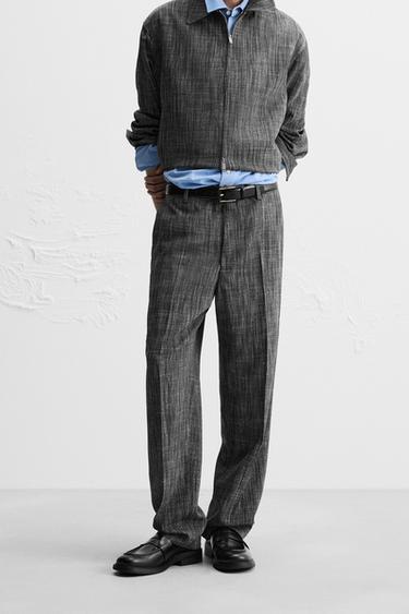 TEXTURED TROUSERS LIMITED EDITION - Black / White by Zara