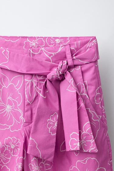 FLORAL PRINT TROUSERS WITH SASH - Pink / White by Zara - Image 2