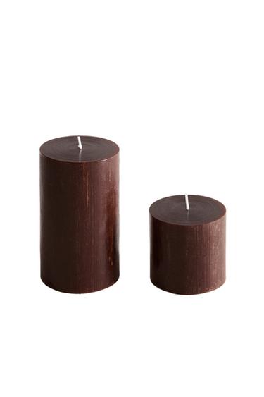 DECORATIVE CYLINDRICAL CANDLE - Dark brown by Zara