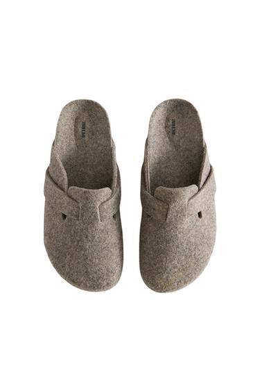 FILZPANTOFFEL MIT RIEMEN - Khakigrün von Zara