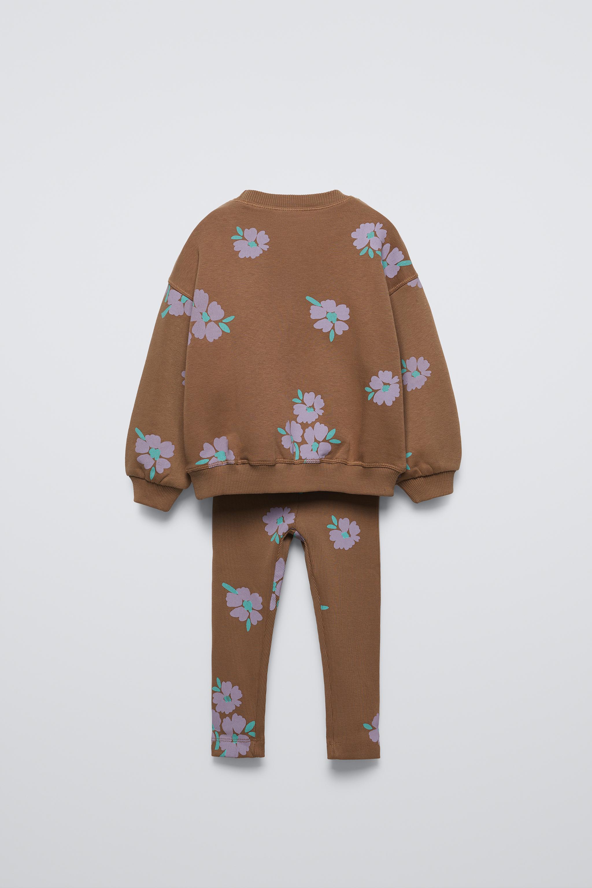 ZARA baby girl store taupe floral sweater and leggings