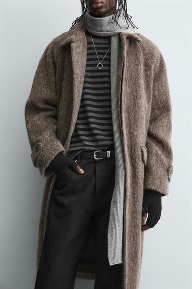 MANTEAU AVEC LAINE EFFET FOURRURE - Sable / Chiné de Zara - Image 4
