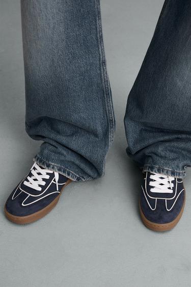 Zara CONTRASTING SOLE SNEAKERS - Dark Blue