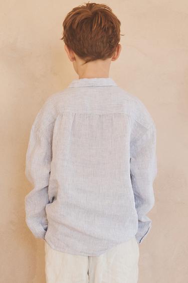 6-10 ANS/ CHEMISE RAYURES 100% LIN ÉDITION LIMITÉE - rayures de Zara - Image 4