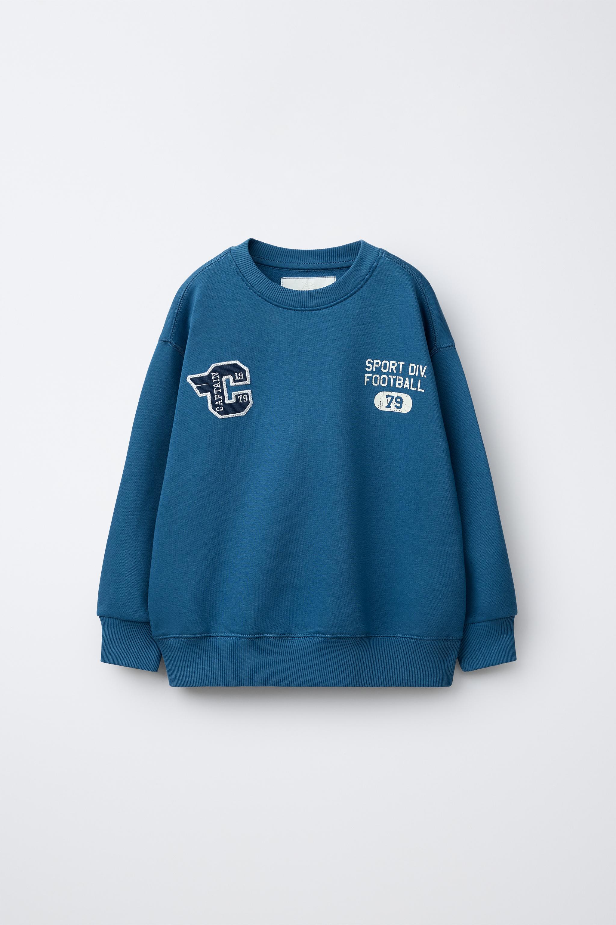 テキスト入りスポーティスウェットシャツ - 濃青 | ZARA Japan / 日本