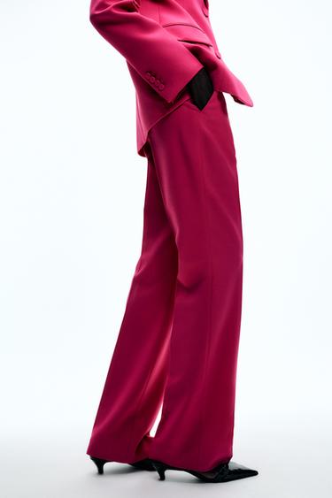 ZW COLLECTION FLARED TROUSERS - Fuchsia by Zara