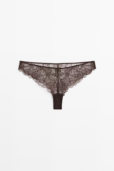Zara Floral lace briefs - Brown