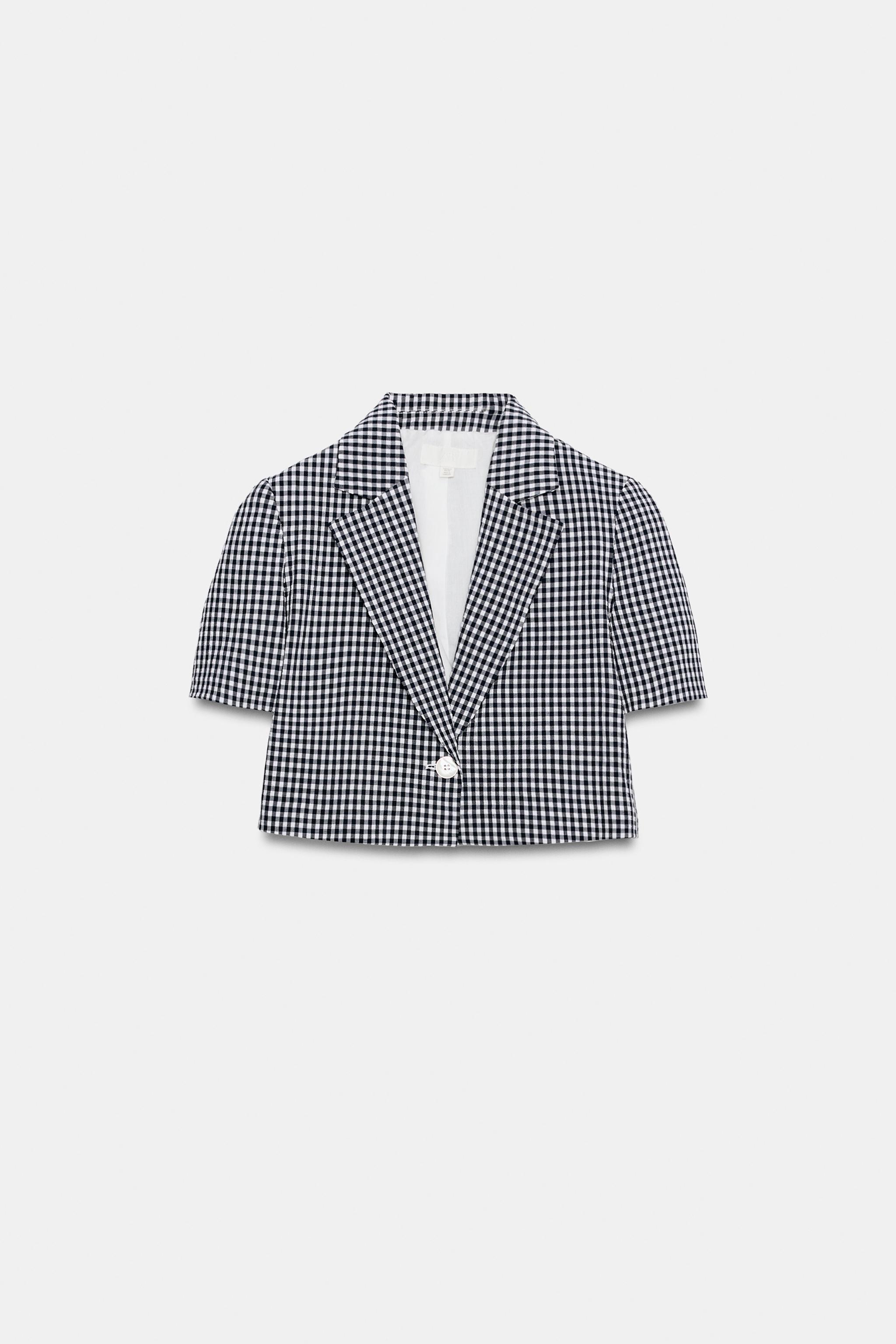 SHORT GINGHAM BLAZER