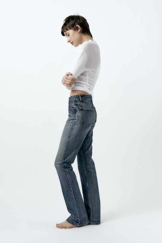 ZARA Women's Cream/Gray Boot Cut Denim Cow Size 2 High Waisted Jeans -  Article Consignment