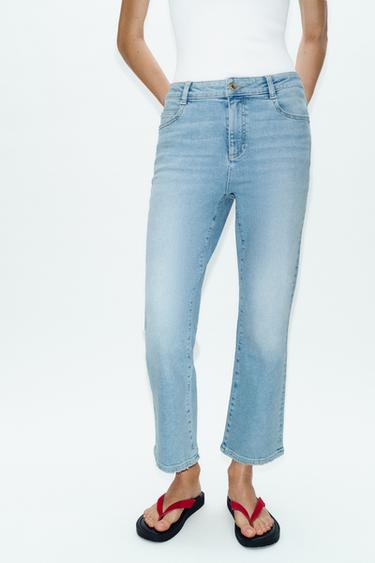 Z1975 HIGH-WAIST MINI bell bottom JEANS - Light blue by Zara