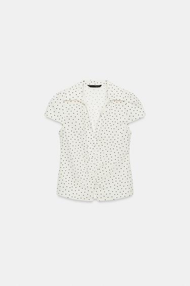 CHEMISE CINTREE FRONCEE - Écru / Noir de Zara - Image 4