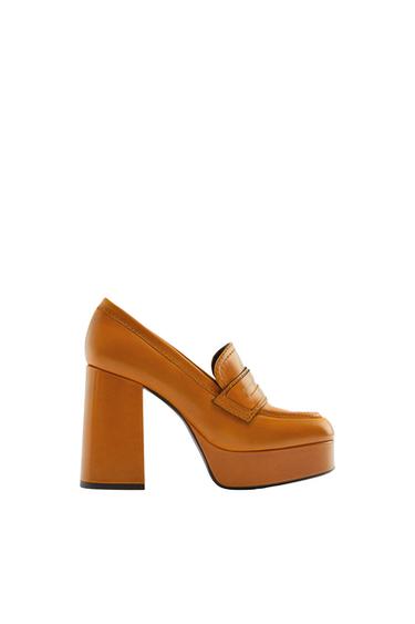 MOCASÍN TACÓN PIEL PLATAFORMA