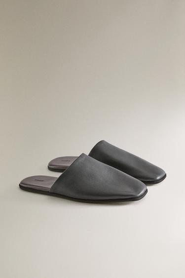 CHAUSSONS OUVERTS À L’ARRIÈRE CUIR - Noir de Zara - Image 1