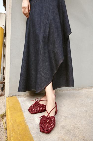 BRAIDED SLINGBACK CAGE SANDALS - Red by Zara - Image 1