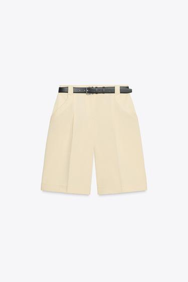 HIGH-WAIST DARTED BERMUDA SHORTS WITH BELT - Butter by Zara - Image 5
