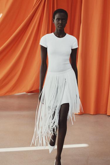 SHORT SLEEVE RIBBED T-SHIRT - White by Zara