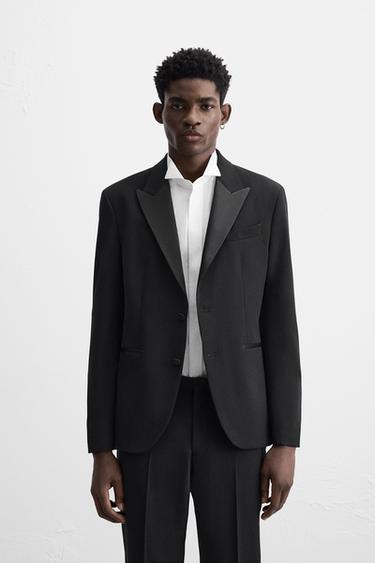 WOOL BLEND TUXEDO BLAZER - Black by Zara