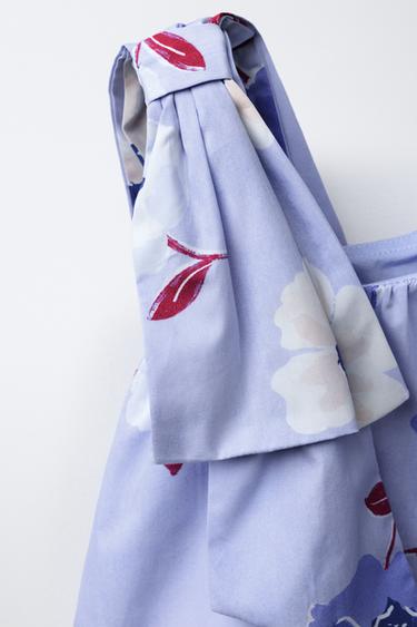 TOP ASYMÉTRIQUE À FLEURS - Bleu clair de Zara - Image 2
