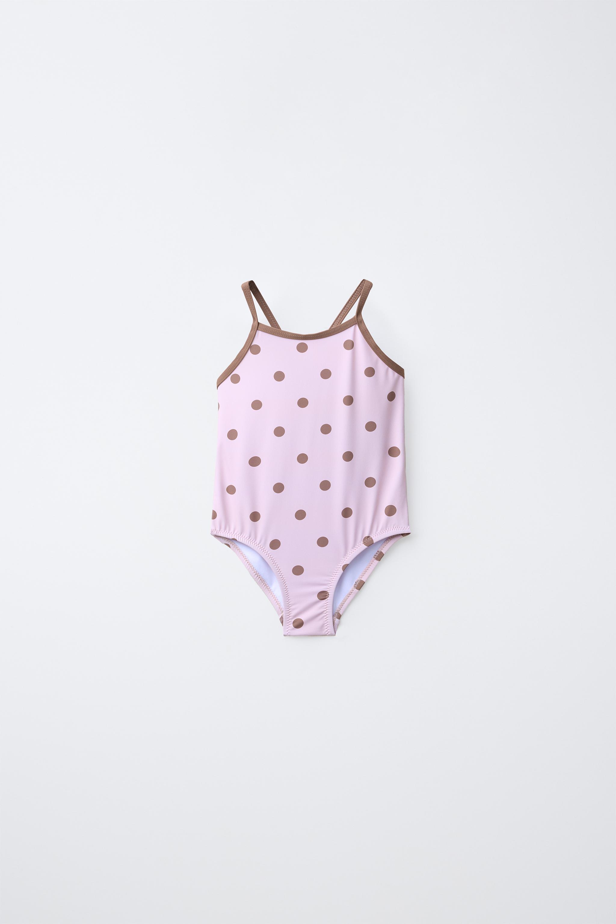 2-6 ANS/ MAILLOT DE BAIN À POIS ET LISERÉS EN CONTRASTE