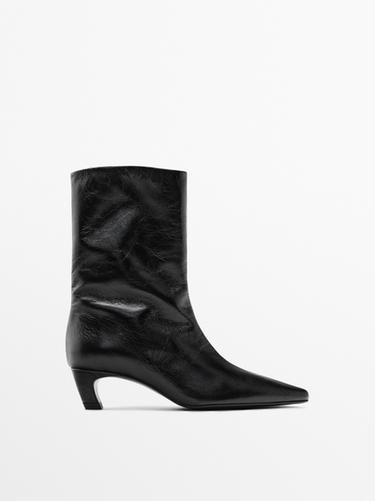 Zara Leather high heel ankle boots - Black - Image 0