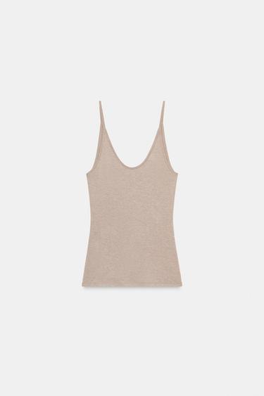 VEST TOP - Tan marl by Zara