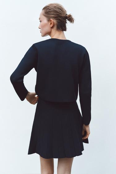 BOX PLEAT KNIT MINI SKIRT - Navy blue by Zara - Image 2