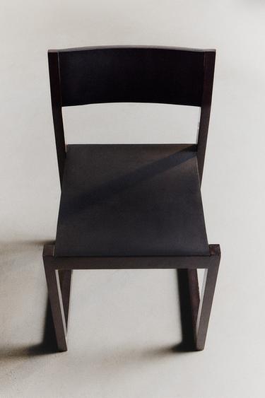 Zara WOOD AND LEATHER FRAME CHAIR - Dark brown