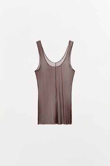 DÉBARDEUR À BRETELLES EN SOIE 100 % - Marron de Zara - Image 1