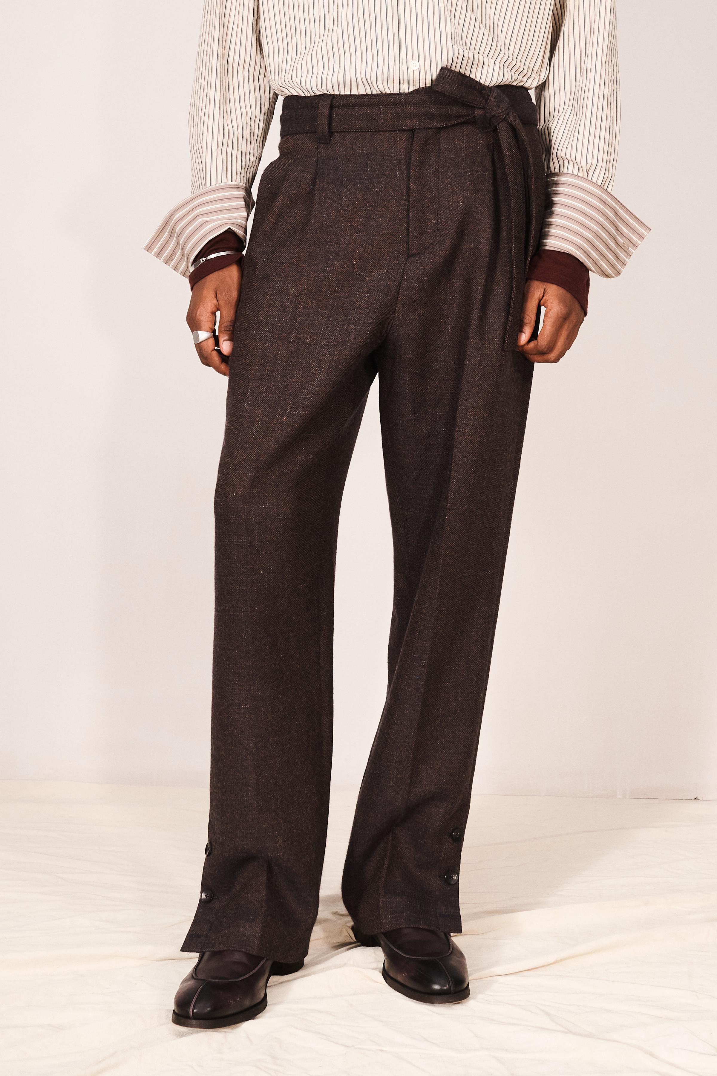 PANTALON CEINTURE COSTUME STRUCTURE MÉLANGE LAINE