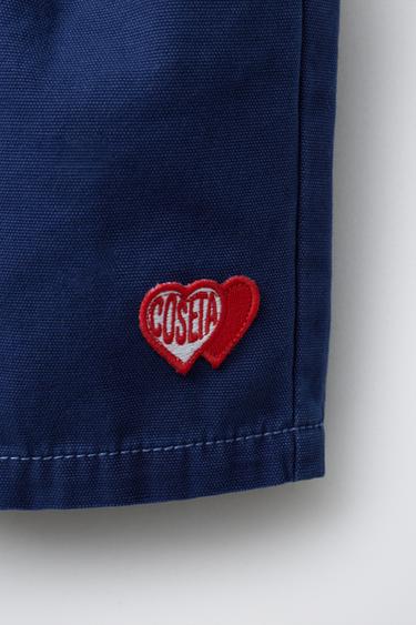 برمودا بتطريز رقعة قلب - أزرق مصطبغ الخاص بـ Zara