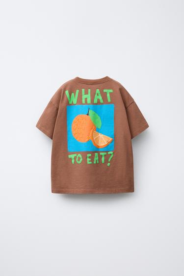 T-SHIRT IMPRIMÉ FRUITS - Marron clair de Zara - Image 1