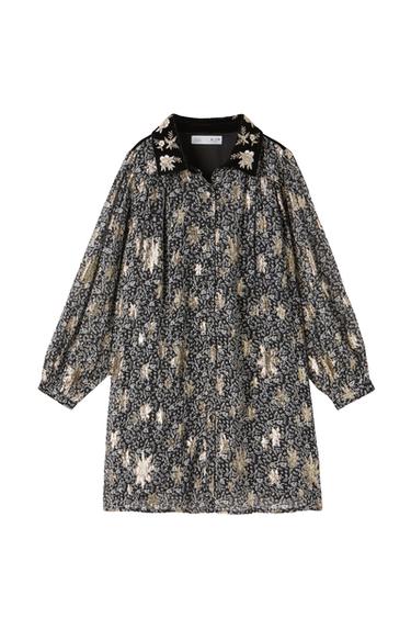 SPARKLY VELVET EMBROIDERED DRESS