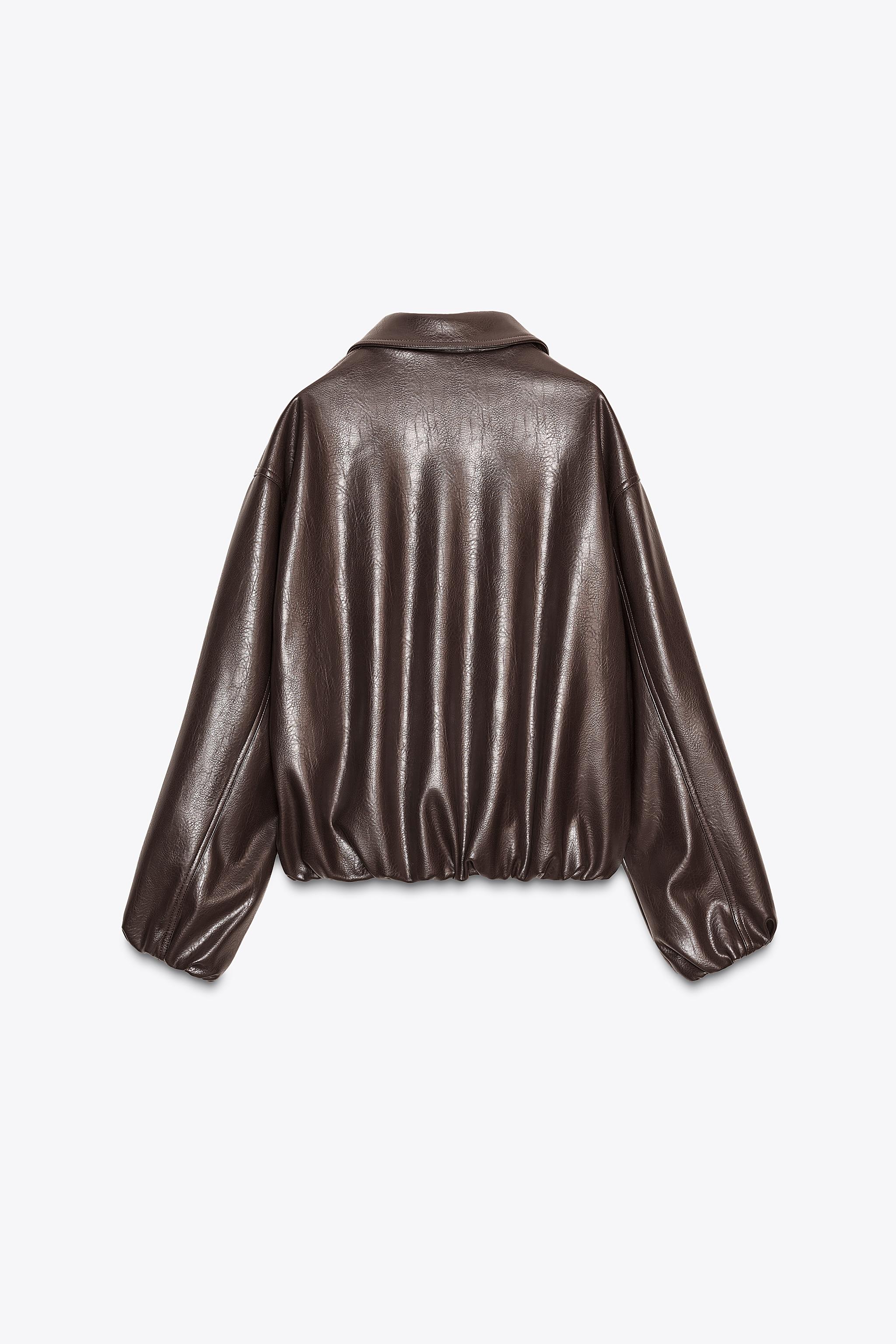 フェイクレザーボンバージャケット - チョコレート | ZARA Japan