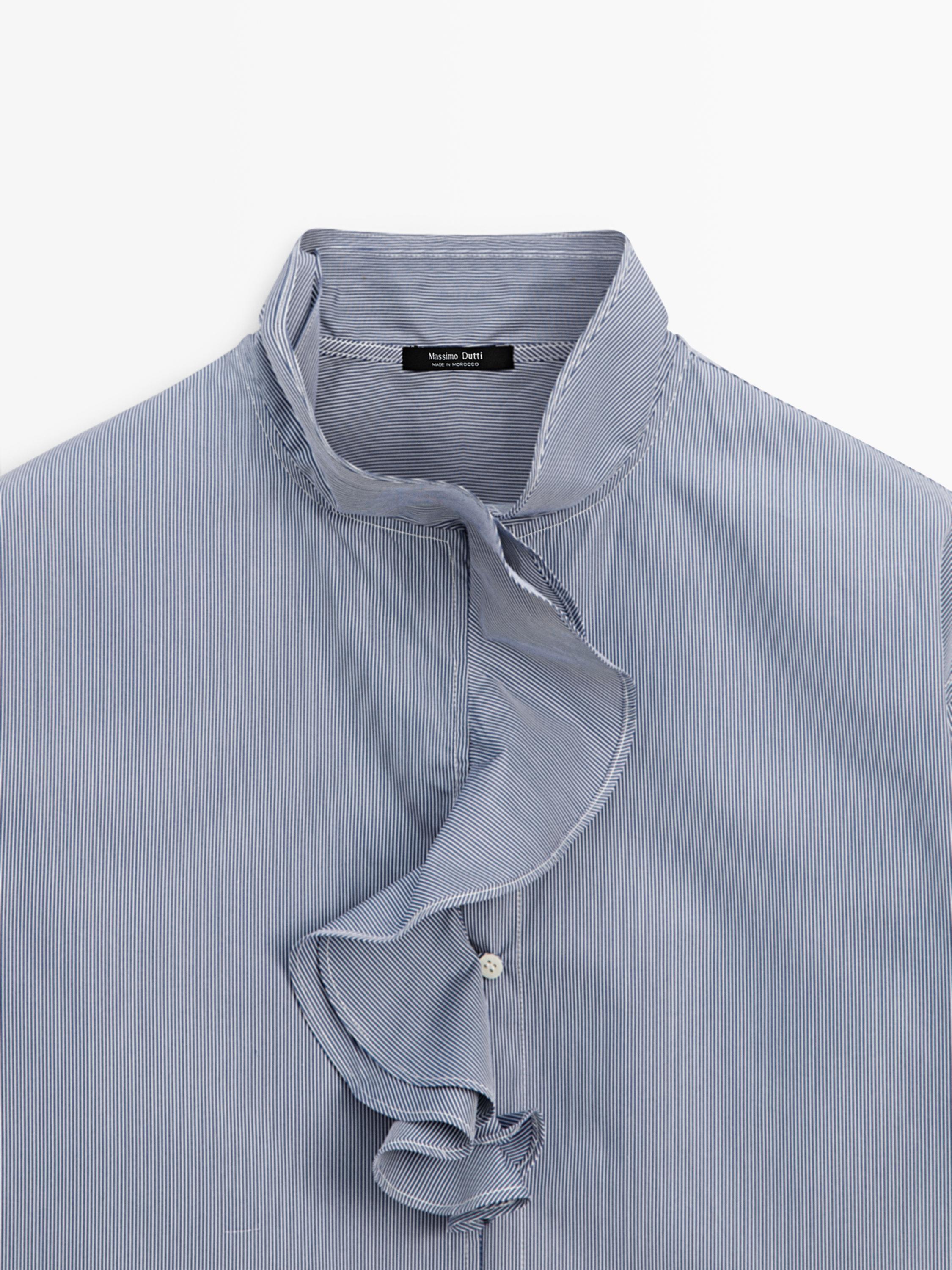 Shirt with ruffled collar detail