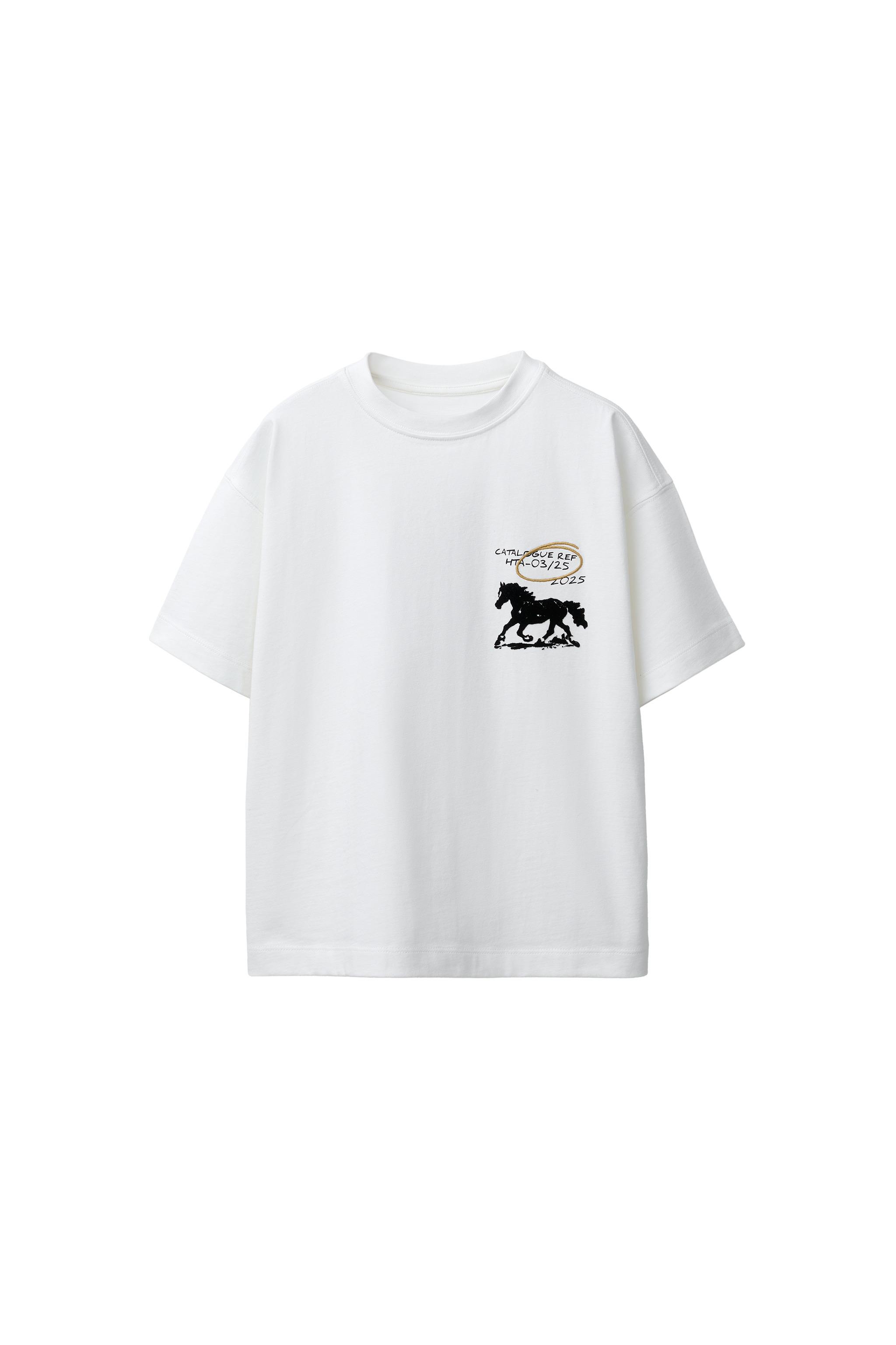 フロックプリントホースTシャツ - ホワイト | ZARA Japan / 日本