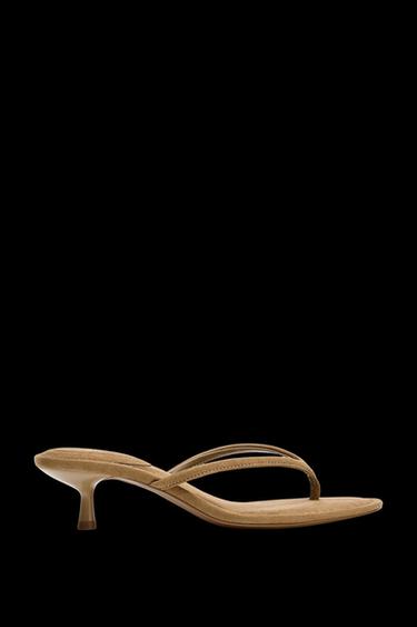 Zara SUEDE-EFFECT HEELED SANDALS - Brown - Image 0