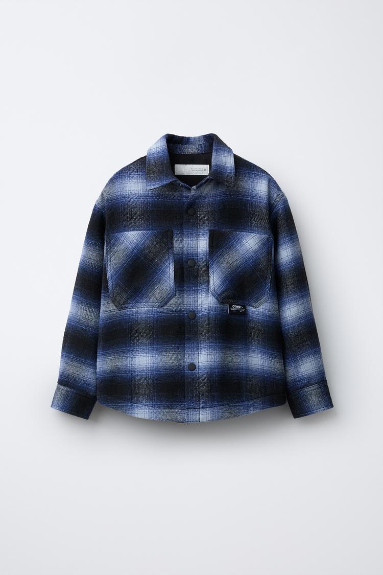 QUILTED CHECK OVERSHIRT Blue ZARA India