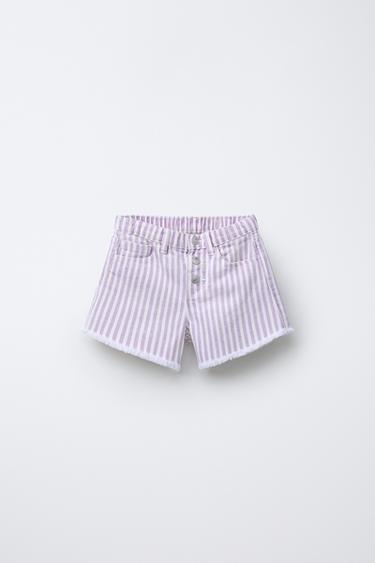 BERMUDA SARGA MOM FIT - Lila / Blanco de Zara