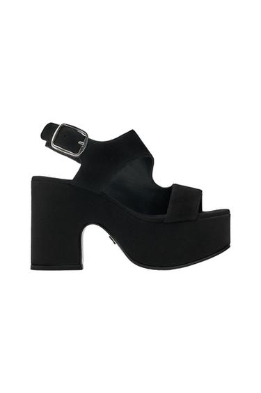 ASYMMETRICAL PLATFORM LEATHER SANDALS
