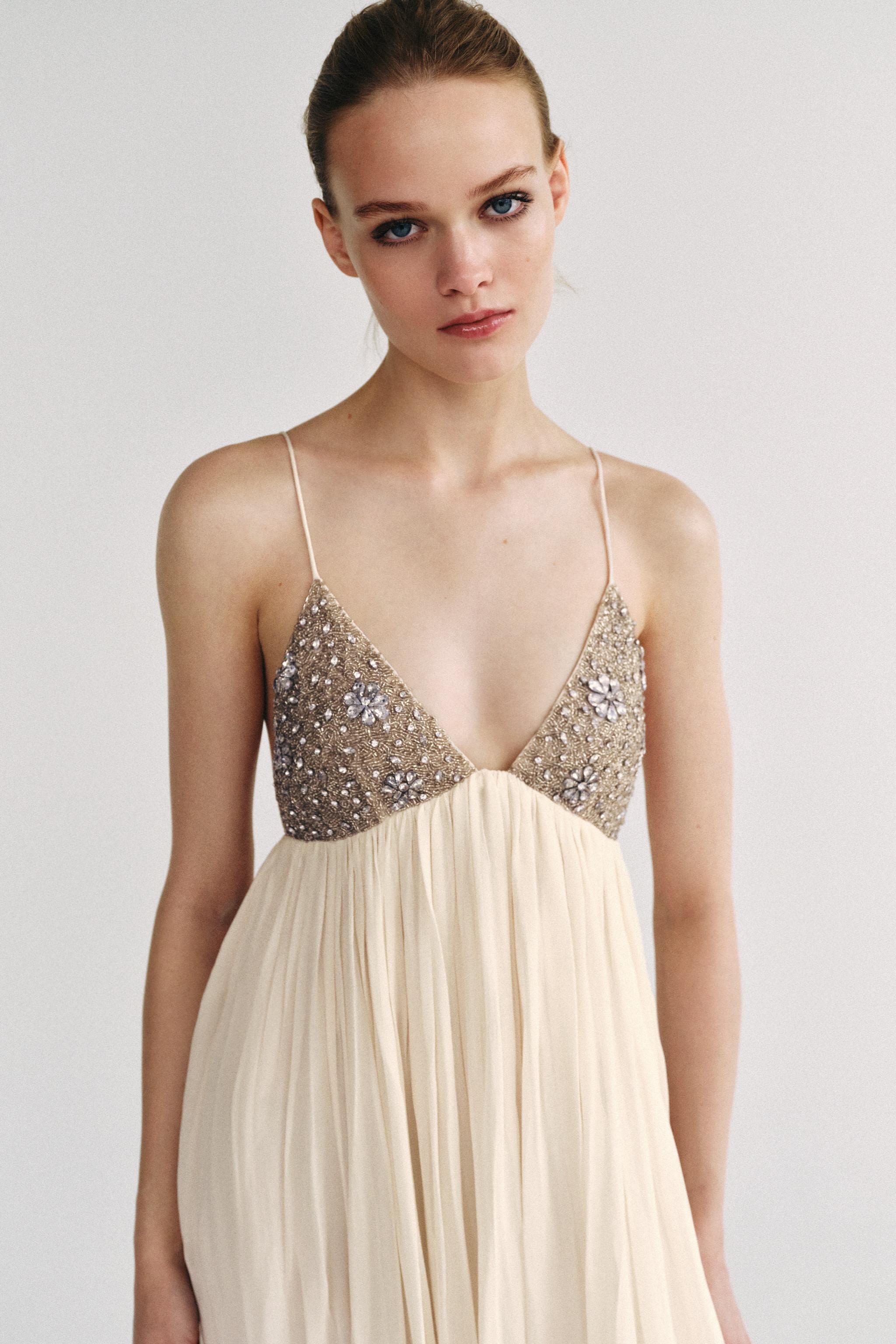 Женские платья Zara ZW COLLECTION BEADED MIDI DRESS — фото 2