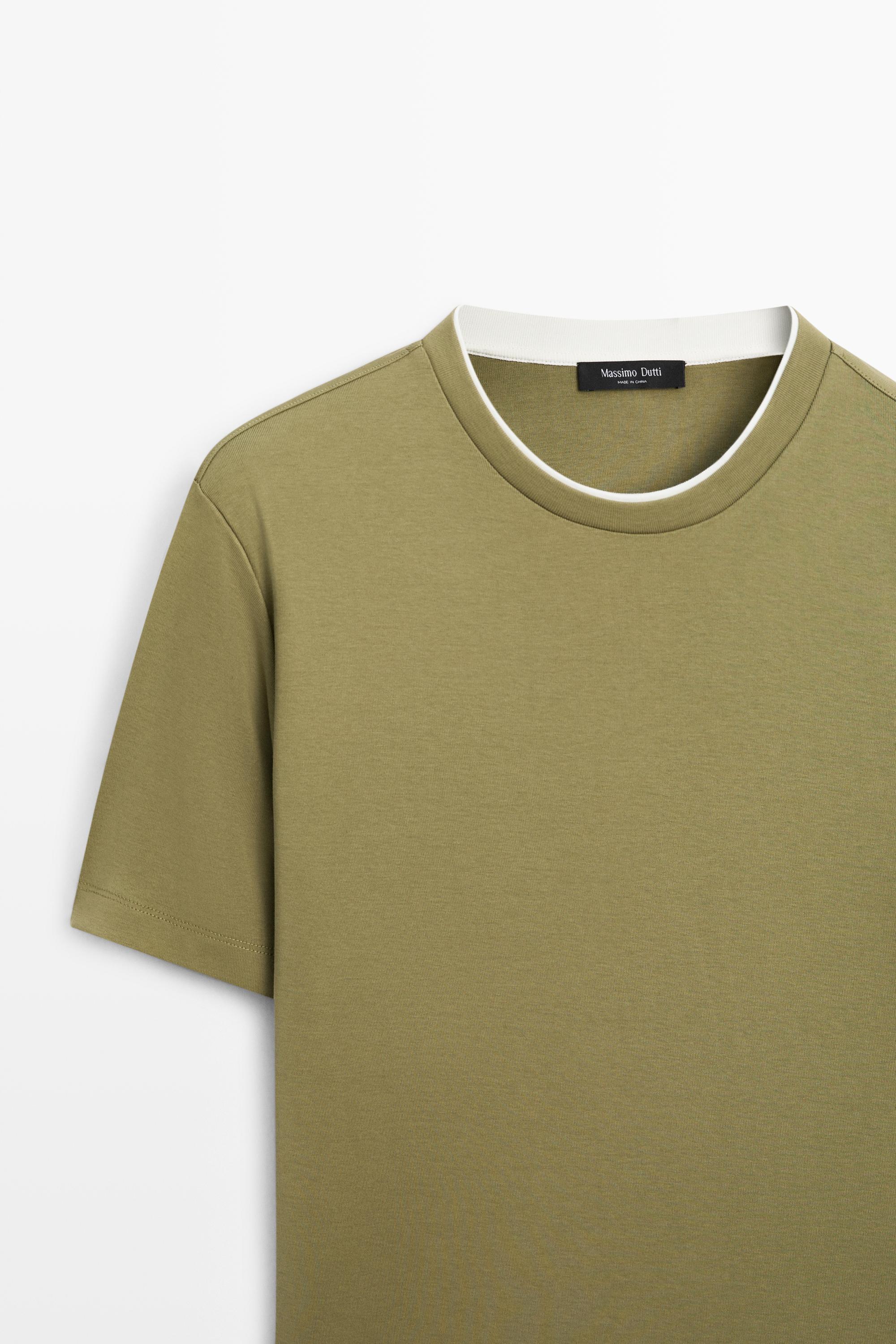 100% cotton layered collar T-shirt