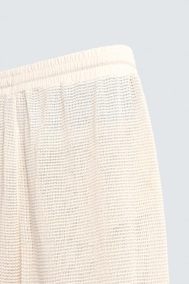 RELAXED FIT OPEN WEAVE TROUSERS - Bone by Zara - Image 3