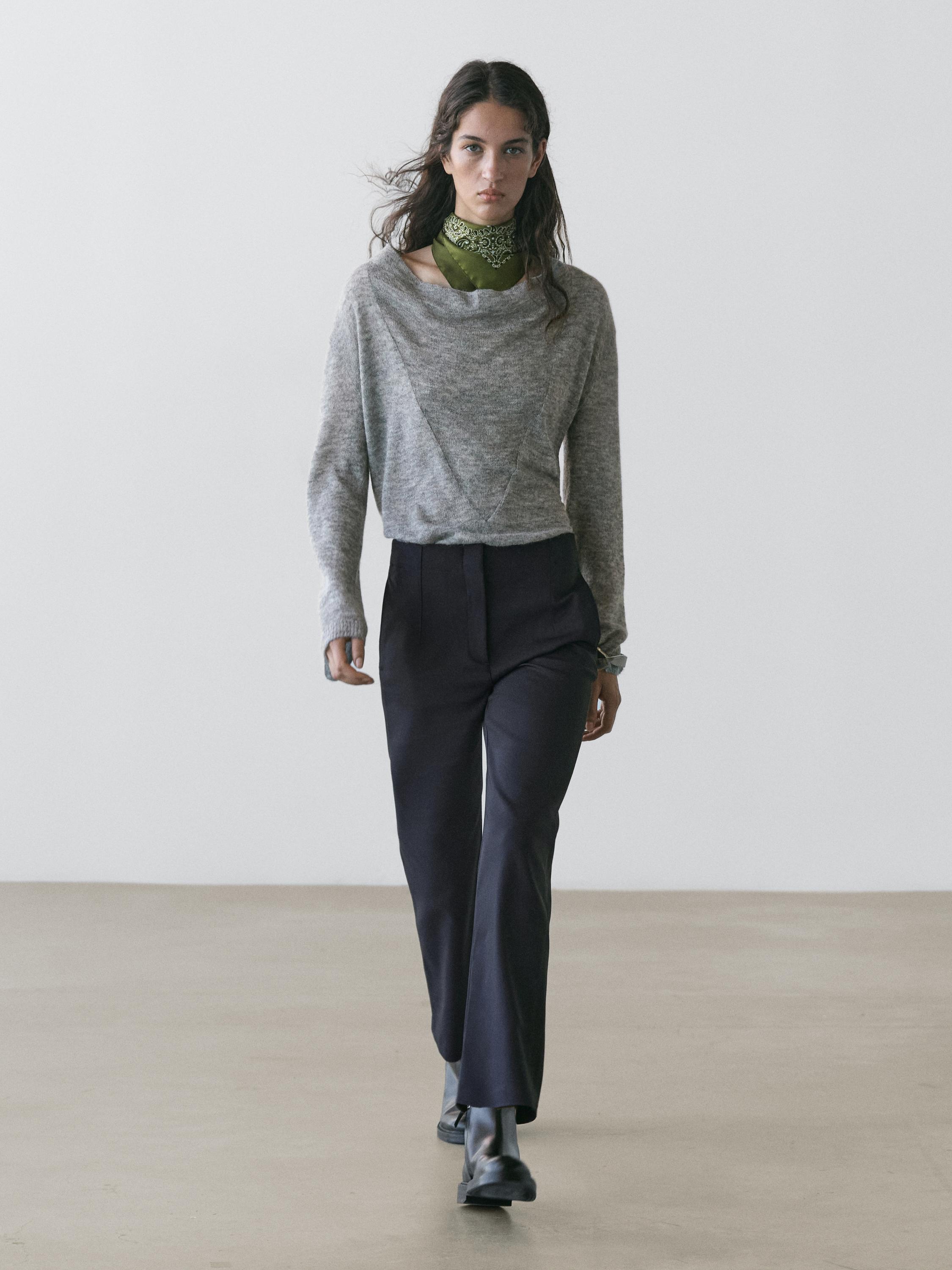 Technical cotton blend trousers